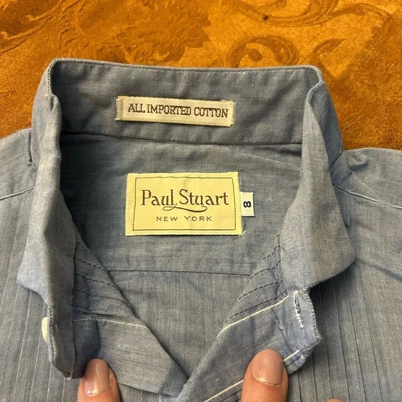 Paul Stuart New York Woman’s Cotton Pleated Bib Front Tuxedo Shirt Size 8 EUC - Picture 11 of 13